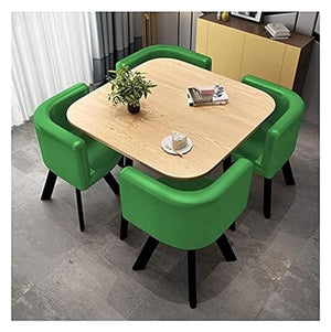 DioOnes Table Set with Chair, Wooden Dining Set & PU Leather Sofa Chair - 80cm Square Table