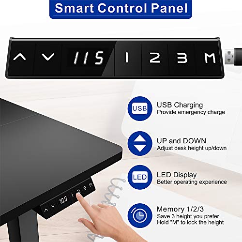 Shintenchi Electric Standing Desk, 63 x 24 Inch Height Adjustable Sit Stand Desk Morder Home Office Stand Up Desk Computer Work Station with Splice Board,Black