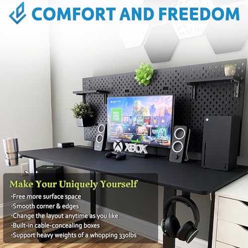 DEZCTOP Bifrost 160 Gaming Computer Desk with Pegboard and Cable Management - 63W x 28D, Black