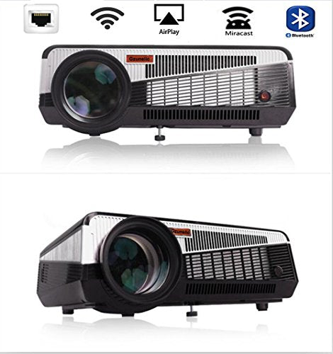 Gzunelic 4500 lumens Android WiFi 1080p Video Projector LCD LED Full HD Theater Proyector with Bluetooth Wireless Synchronize to Smart Phone by Airplay or Miracast Ideal for Home Entertainment