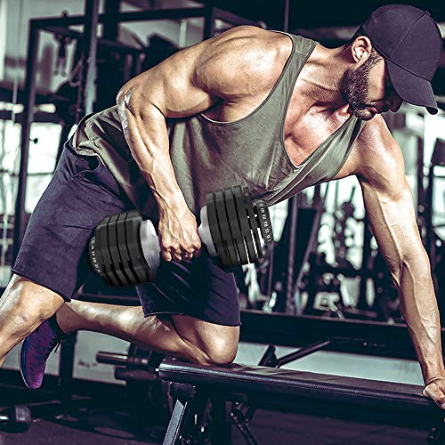 Ativafit Adjustable Dumbbell Fitness Dial Dumbbell with Handle and Weight Plate for Home Gym Note: Single (71.5 lbs) (55)