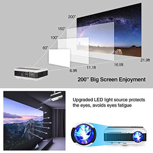 EUG HD Wireless Smart LCD LED Projector with Bluetooth 4600 Lumen, 1080P Supported Android 6.0 OS HDMI USB for Smartphone DVD Roku TV Stick Kodi YouTube Laptop PC Wii Xbox Playstation