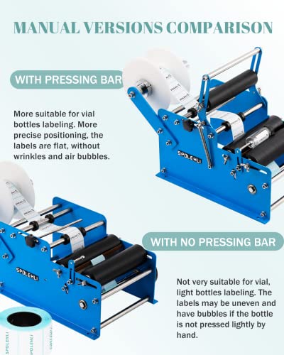 Spolehli Manual Round Bottle Labeling Machine with Swing Arm, Adjustable Self-Adhesive Label Applicator
