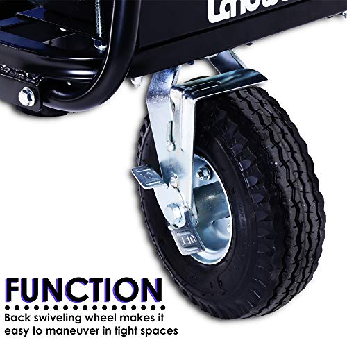 Landworks Utility Cart Hand Truck Power Wagon Super Duty Electric 48V DC 500W AGM Battery 500LBS & 1000LBS+ Load/Hauling Cap Wheelbarrow Barrel Dump w/All Purpose Modular Cargo Bed