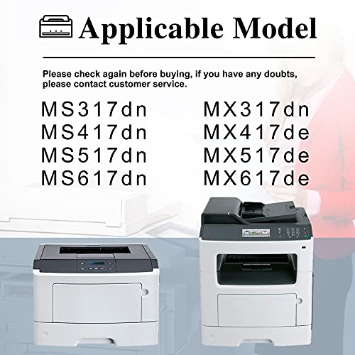 Compatible 2 Pack Black MS317 51B1H00 Remanufactured Toner Cartridge Replacement for Lexmark MX417de MS617dn MX317dn MS517dn MS417dn MX517de MX617de MS317dn Printer Ink Cartridge