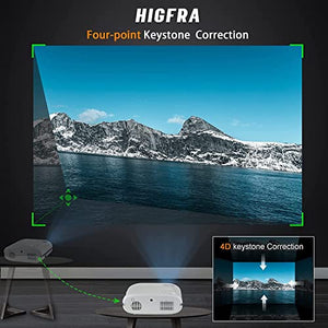 Higfra Smart Home Projector with 5G WiFi, Bluetooth, 1080P Native Resolution, 16000 Lumens, 4K Support