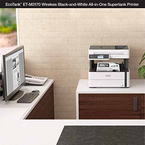 Epson EcoTank ET-M3170 Wireless Monochrome All-in-One Supertank Printer with ADF, Fax and Ethernet PLUS 2 Years of Unlimited Ink
