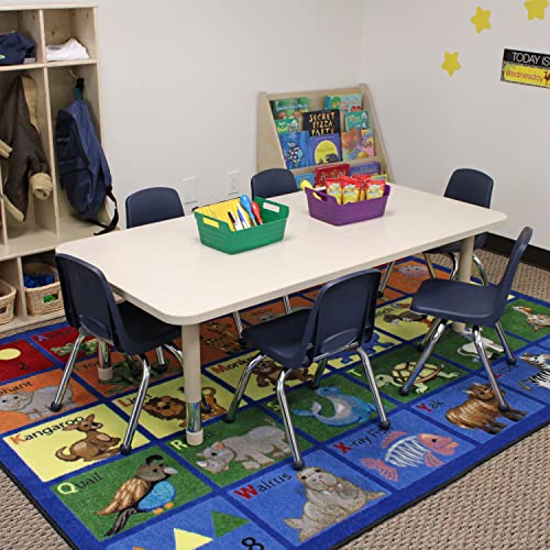 Factory Direct Partners Rectangle Activity School and Classroom Table (24 x 72 inch), Chunky Legs for Early Learning Environments, Adjustable Height 15-24 inches - Asian Sand/Sand (13312-116)