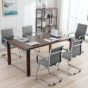 Okeysen Modern Office Guest Chairs Set of 6 - Mid Back Leather Reception Chairs