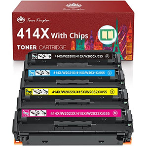 Toner Kingdom Compatible Toner-Cartridge Replacement for HP 414X High Yield W2020X 414A HP Color Pro MFP M479fdw M454dn M479fdn M454dw Toner Printer (with Chips, 4-Pack)