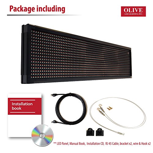OLIVE LED Sign 3Color, RBP, P26, 19"x69" PC Programmable Scrolling Outdoor Message Display Signs EMC - Industrial Grade Business Ad Machine.
