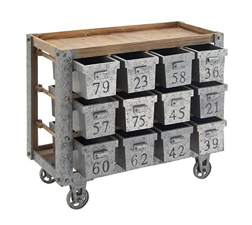 Deco 79 Portable Storage Cart with Numbered Drawers, Brown