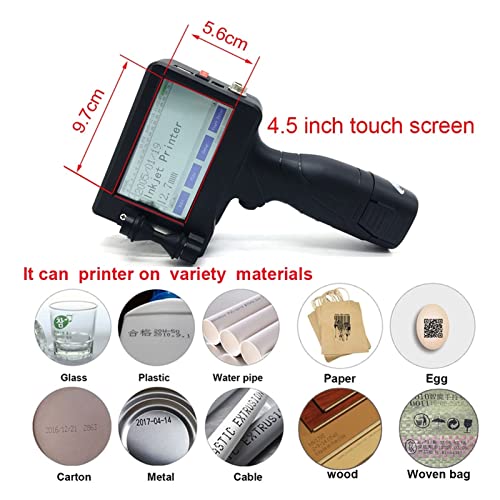 Handheld Inkjet Printers Handheld Touch Screen Inkjet Printer Coder Label Print Machine 600DPI 12.7mm USB QR Code QR Bar Code Production Date Logo High-precision printing, clear handwriting