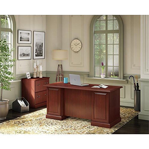 kathy ireland Home by Bush Furniture BNT007CS Bennington Manager's Desk and Lateral File Cabinet, Harvest Cherry