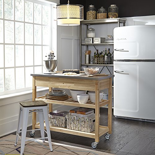 Natural Designer Utility Cart with Stainless Steel Top by Home Styles