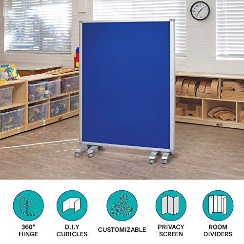 ECR4Kids Mobile Flannel Felt Room Divider and Partition, Double-Sided, Rolling Caster Wheels, Lesson Board, Mobile Wall for Classrooms and Offices, Collapses for Easy Storage, 3-Panel