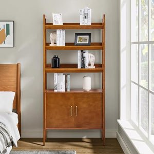 Generic Solid Wood Ladder Bookcase - Jozsef 76'' H x 36'' W - Acorn