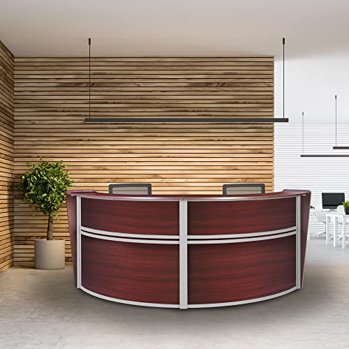 Romig Regency Marque Double-Unit Reception Curved Desk Workstation - Mahogany