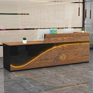 XINGYUDS Reception Desk with Lockable Drawer 23.62" Dx62.99 Wx39.37 H K-R
