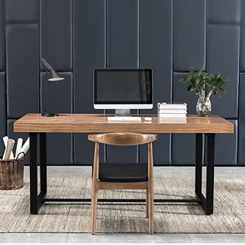 Solid Wood Computer Desk with Metal Legs - Luxury Office Furniture (220x80x75cm & 180x80x75cm)