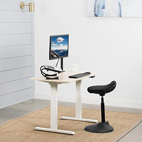 VIVO Electric Height Adjustable 44 x 24 inch Stand Up Desk, Complete Standing Workstation with Memory Controller, Light Wood Table Top and White Frame, DESK-E144C