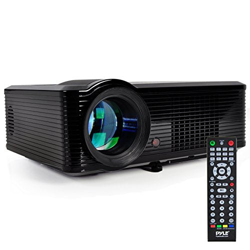 Pyle Updated Video  Projector 5” - LCD Panel LED Cinema Home Theater with Built-in Stereo Speakers, 2 HDMI Ports & Keystone Adjustable Picture Projection for TV PC Computer & Laptop - PRJLE33
