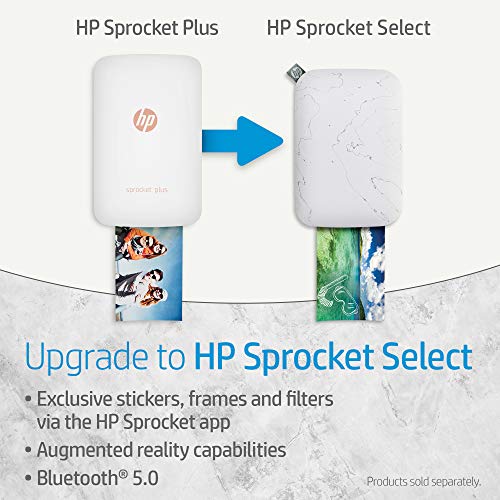 HP Sprocket Plus Instant Photo Printer, Print 30% Larger Photos on 2.3x3.4 Sticky-Backed Paper – Red (2FR87A), Small
