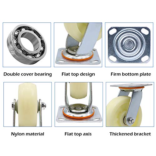 Casters Replacement Wheel Chair, 4/5/6/8 inch Office Chair, 100kg Load, Quiet, Floor Protection - Casters