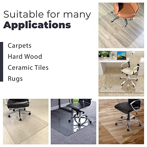 Fab Glass and Mirror Glass Office Chair Mat | 48"x72" | Heavy Duty Tempered Glass | Clear