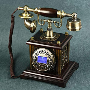 REMYS Classic European Retro Landline Telephone Phone Home Retro Engraving Jinhua Button Dial with Display Landline Phone