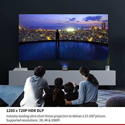 Portable Ultra-Short-Throw Smart Projector - Puppy Cube Mini Interactive Touchscreen Projector, 4K HDR, Auto-focus, DLP, Wi-Fi & Bluetooth, 23-100" Picture, HDMI/USB, Android, Home Theater Projectors
