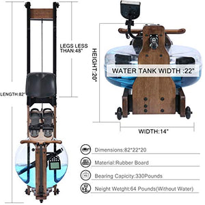 TRUNK Foldable Water Rowing Machine for Home Use, Classic Solid Wood Water Rower with Bluetooth Monitor Whole Body Exercise Cardio Training Gym Training Indoor Fitness Exercise Sports Equipment