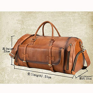 YKBTP Men's Handbag Retro Travel Bag Luggage Bag Large-Capacity Wipe Color Men's Bag Diagonal (Color : A, Size : 22 * 51 * 23cm)