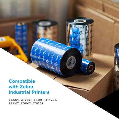 Zebra Premium Black Resin Ribbon for Industrial Thermal Transfer Printers 4.33 in Wide 1476 ft Long 1 in Core 6 Rolls 10031731SP