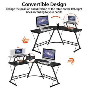 Yaheetech Corner Computer Desk and Video Game Chair Set for Small Space/Bedroom, L Shaped Corner Gaming Desk with Monitor Stand and High Back Ergonomic Gaming Chair, Home Office Desk & Chair Set