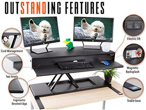 Flexpro Power Electric Standing Desk | Electric Height-Adjustable Stand up Desk | by Award Winning Stand Steady! Holds 2 Monitors + Laptop! | Easy Quiet Adjustments! (Black) (40")