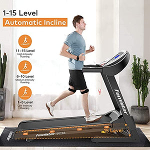 Famistar 9028S 15% Auto Incline Treadmill, Smart Shock-Absorbing Running Machine with 300 lb Capacity, 12 Programs Easy Assembly&Space Saving for Home Office Workout