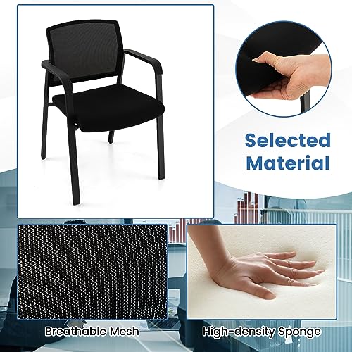 Tangkula Set of 8 Stackable Conference Room Chairs with Upholstered Seat, Mesh Backrest & Armrests - Black
