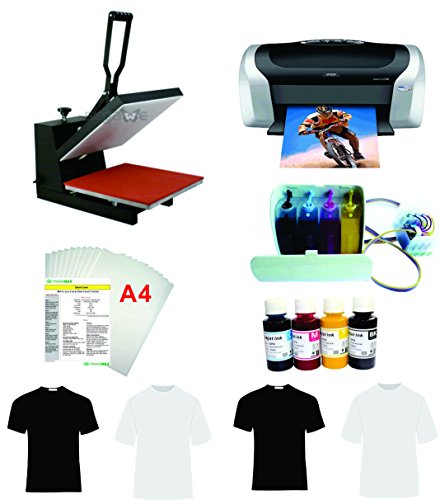 15x15" Flat Heat Press A4 Epson Printer Paper Ink CISS Start-up KIT T-shirts