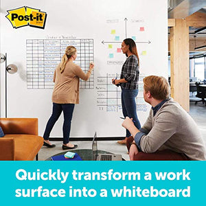 Post-it Dry Erase Whiteboard Film Surface for Walls, Doors, Tables, Chalkboards, Whiteboards, and More, Removable, Stain-Proof, Easy Installation, 50 Ft x 4 Ft (DEF50X4)