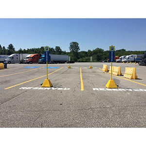 Ideal Shield - Portable Sign Base and Sign Holder, 96"H. Perfect for Curbside Delivery. Includes Blue Pyramid Shaped Sign Base with Wheels, Sign Post and Sign Brackets. Signs Not Included