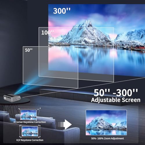 ZCGIOBN 4K Daylight Projector with Auto Focus & Keystone, 5G WiFi, Bluetooth, 1200ANSI, Android TV - 100" Anti-light Screen