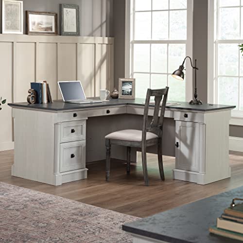 Sauder Palladia L-Shaped Home Office Desk, Glacier Oak Finish, 68.74" x 65.12" x 29.61