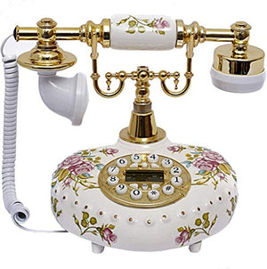 TEmkin Classic Retro Phone, Antique Style Floral Ceramic Home Decor Desk Fixed Phone