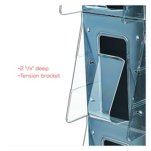 Deflecto 56801 Stand-tall 1-piece literature rack for magazines, 9 unbreakable pockets, clear