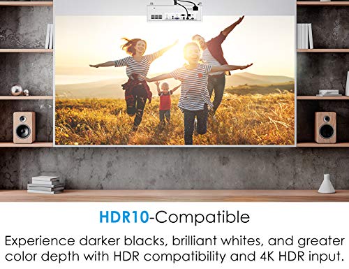 Optoma Laser Home Theater Projector with HDR | 4K Input | 4000 Lumens | Lamp-Free 30,000 Hours | 1.3X Zoom | Quiet 32dB | Crestron Compatible, White