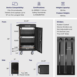 Stand Steady 3-Pack Line Leader 30 Unit Mobile Charging Cart with Locking Cabinets | UL Safety-Certified Charging Station for Tablets, Laptops, Chromebooks | ANSI/BIFMA Standard Cart & Storage