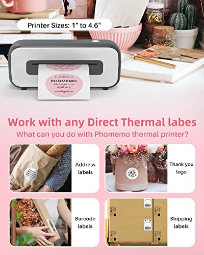 Thermal Label Printer, Phomemo Label Printer, Thermal Printer for Shipping Labels, Shipping Label Printer for Small Business, Compatible with Etsy, Ebay, UPS, USPS, Amazon, Support Multiple Systems