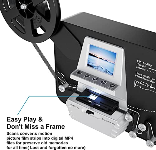 USHNIH Film to Digital Converter with 2.4" Screen, Convert 8mm & Super 8 Film into 1080P MP4 Files