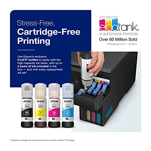 Epson EcoTank ET-2800 Wireless Color All-in-One Cartridge-Free Supertank Printer with Scan and Copy – The Ideal Basic Home Printer - Black